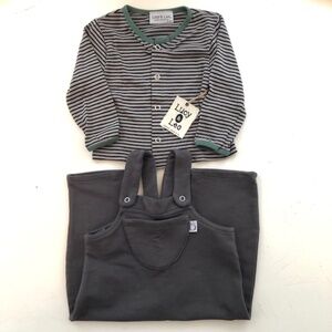 NWT Lucy & Leo Organic Cardigan and Overalls 12-18m